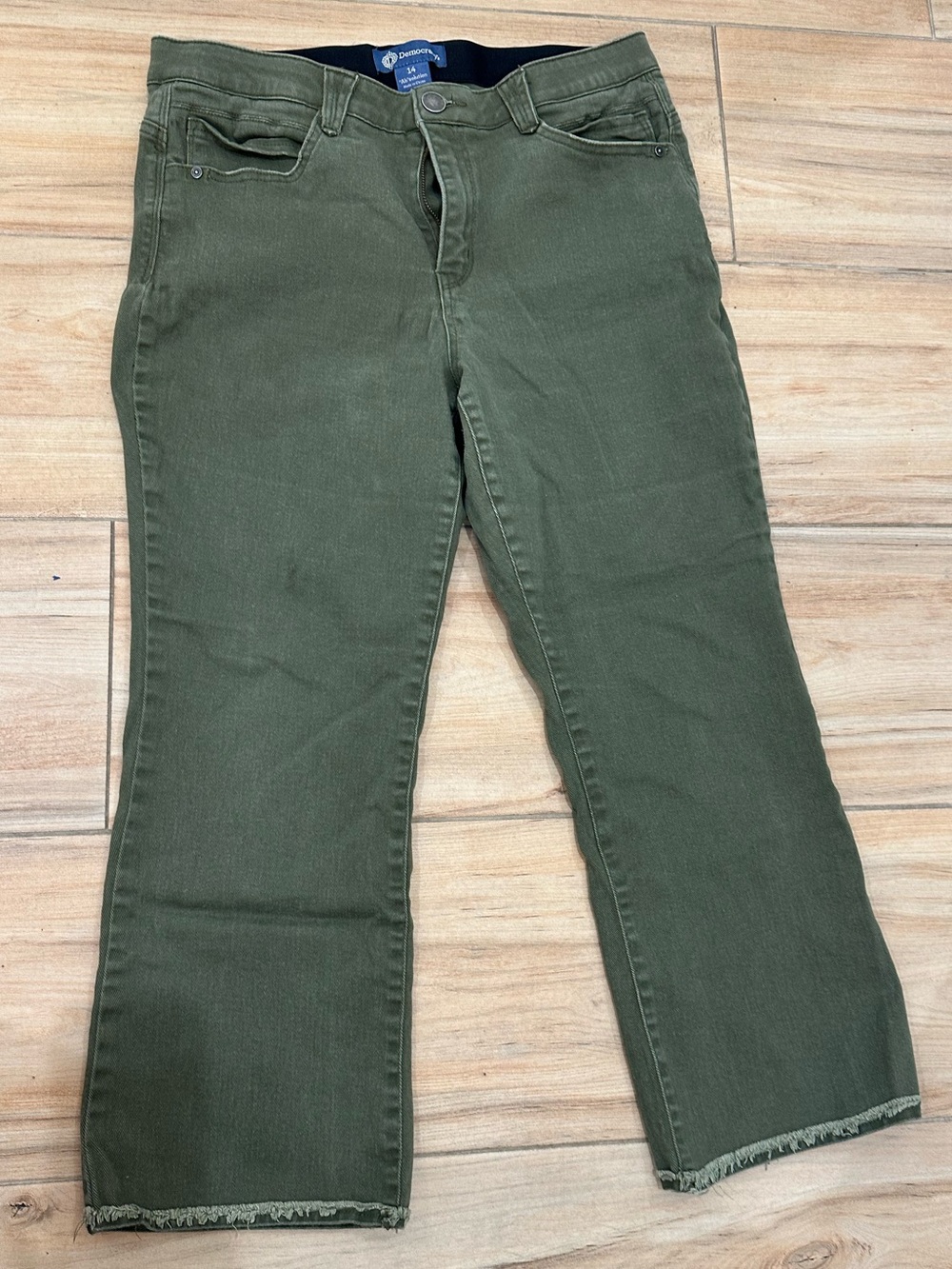 Democracy Olive Green Flare Crop Jeans Autumn/Fall Staple